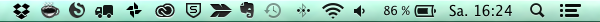 Menüleiste in schwarz Mac Dropbox