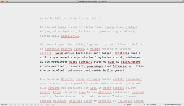 IA Writer Focus Mode On